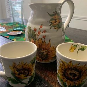 Sunflower pitcher and Mugs